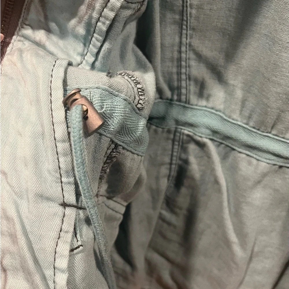 Free People Dark Gray and Aqua Wash detail Utility Jacket Women’s Small